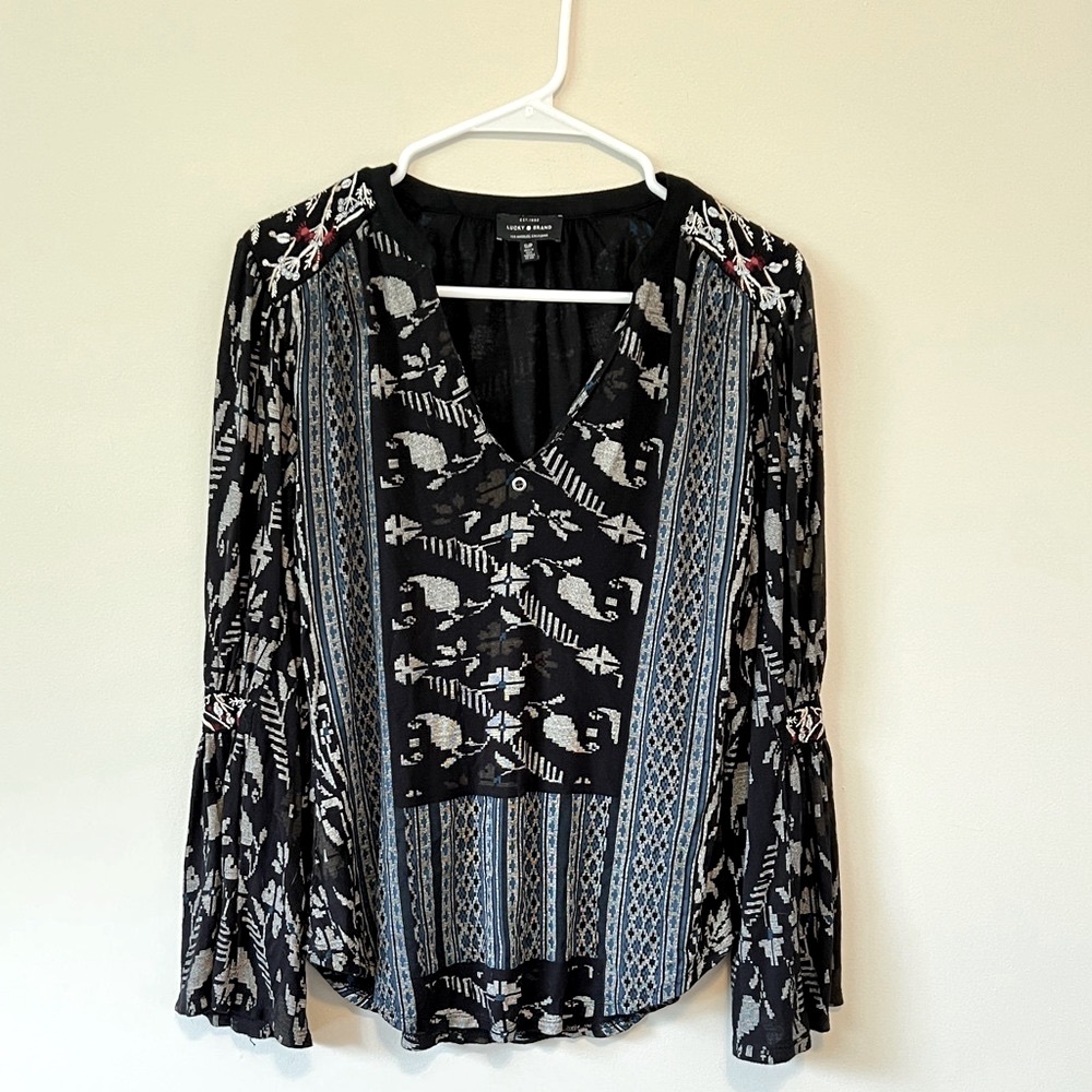 Lovely Lucky Brand Embroidered Peasant Top, Small